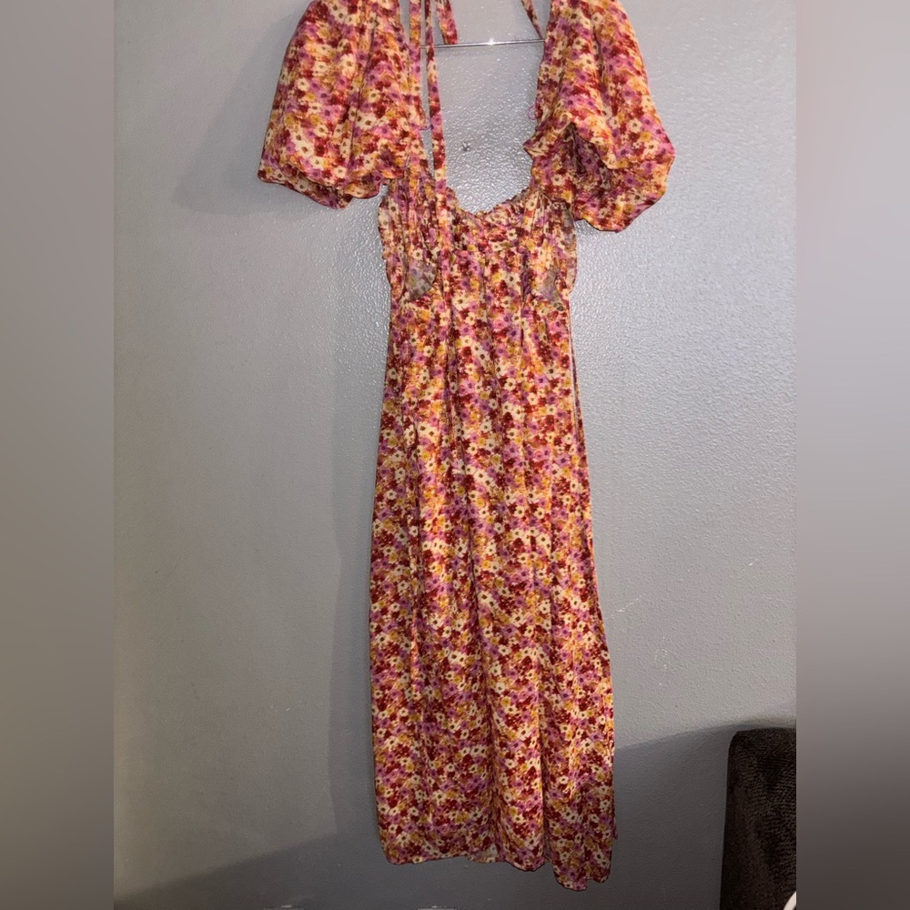 FOR LOVE & LEMONS FELICIA MIDI DRESS - RED FLORAL XS - Picture 7 of 8
